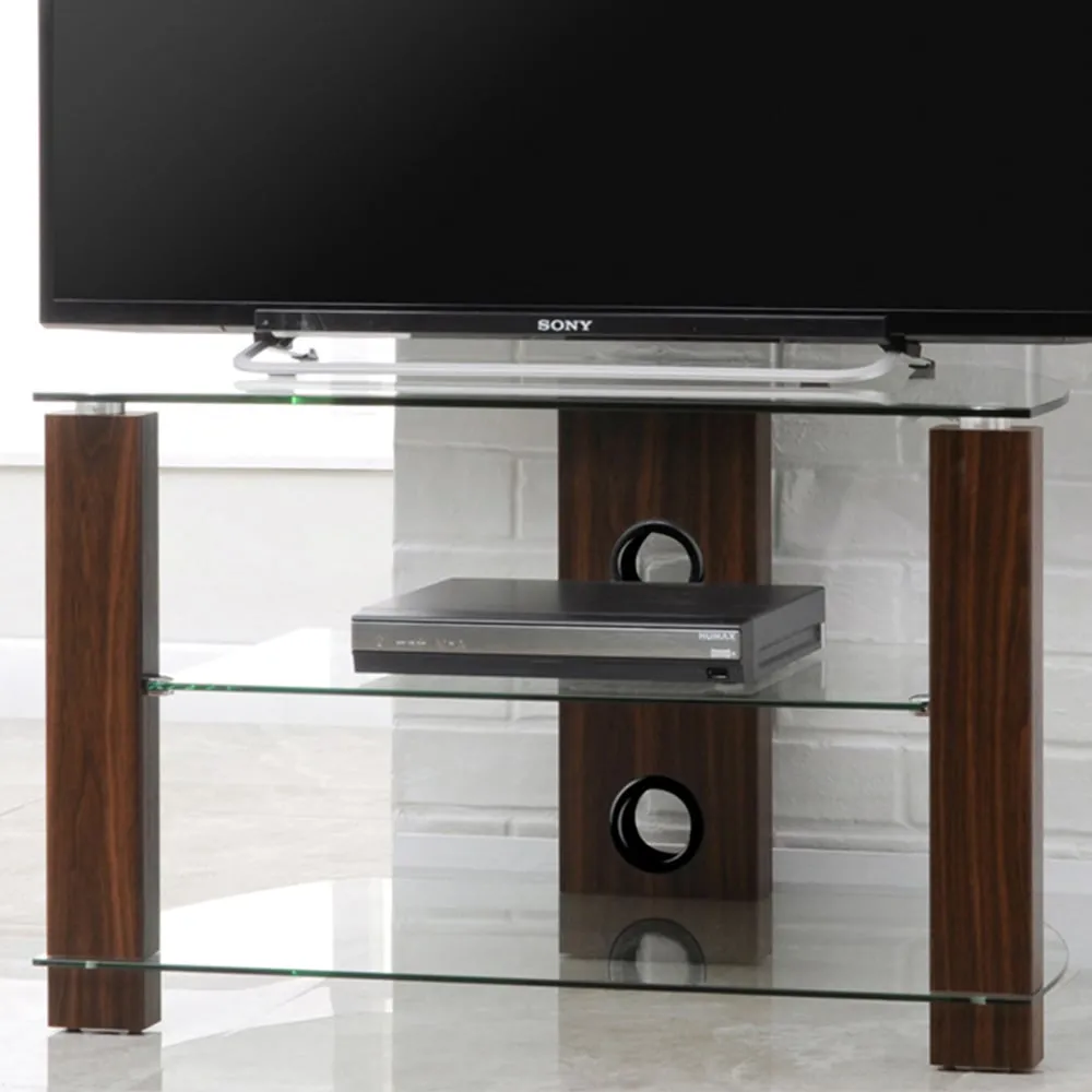 Vision 2 Shelf TV Stand 800mm - Brown, Walnut