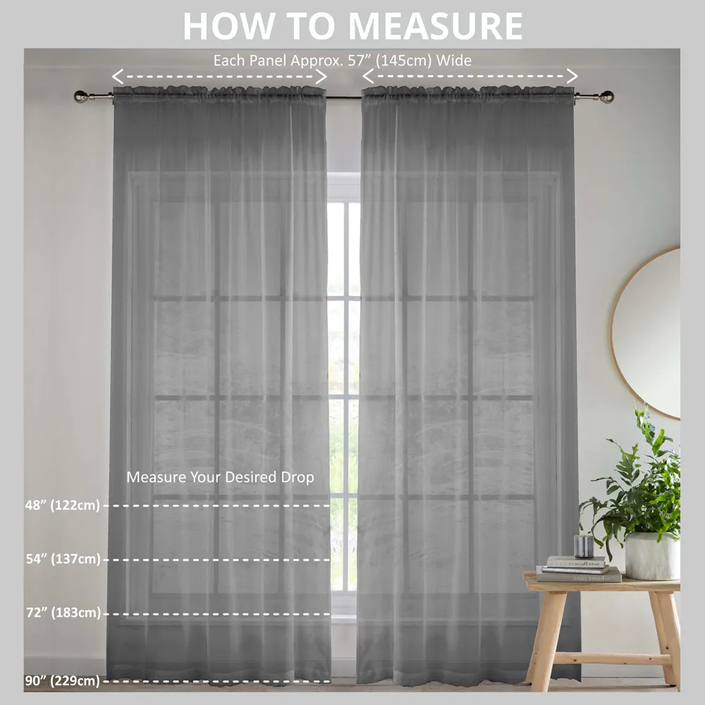 Birch Metallic Tree Print Voile Panel Curtains - Silver