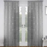 Birch Silver Metallic Tree Print Voile Panel Curtains