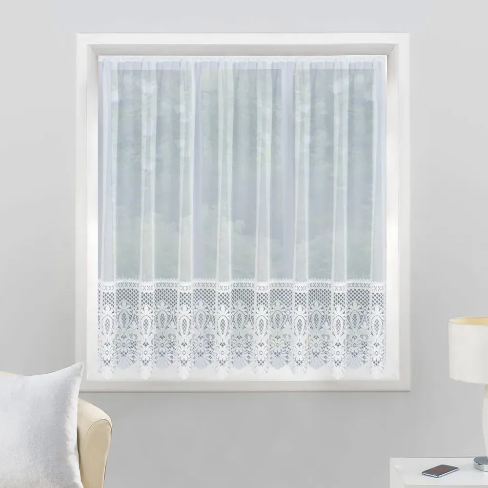 Brazil Pocket Header Net Curtain - White, Polyester