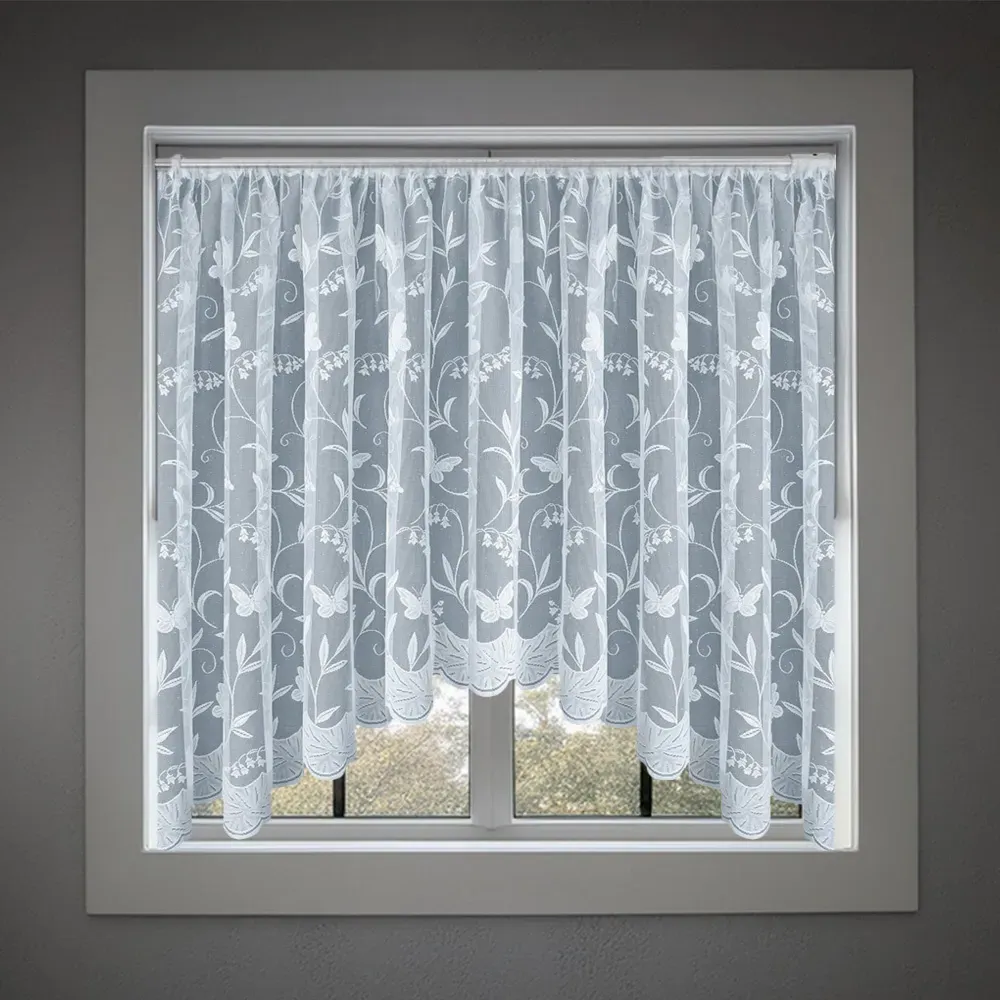 Hawaii Jardiniere Net Curtain with Pocket Header - White image