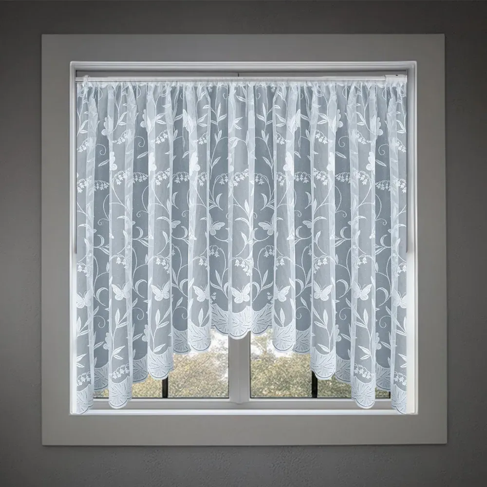 Hawaii Jardiniere Net Curtain with Pocket Header - White