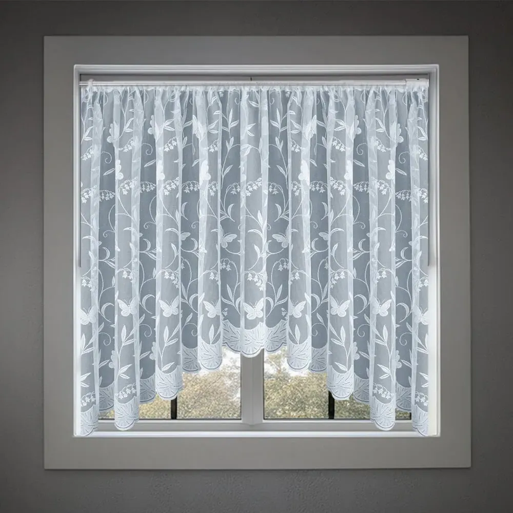 Hawaii Jardiniere Net Curtain with Pocket Header - White