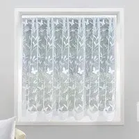 Hawaii Trailing Leaf Butterfly Pocket Header Net Curtain - White