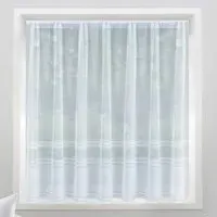 Hudson Horizontal Stripe Pocket Header Net Curtain - White