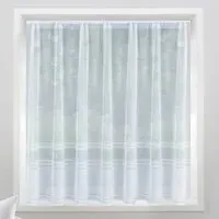 Hudson Horizontal Stripe Pocket Header Net Curtain - White