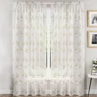 Oasis Embroidered Leaf Sheer Voile Panel - Cream