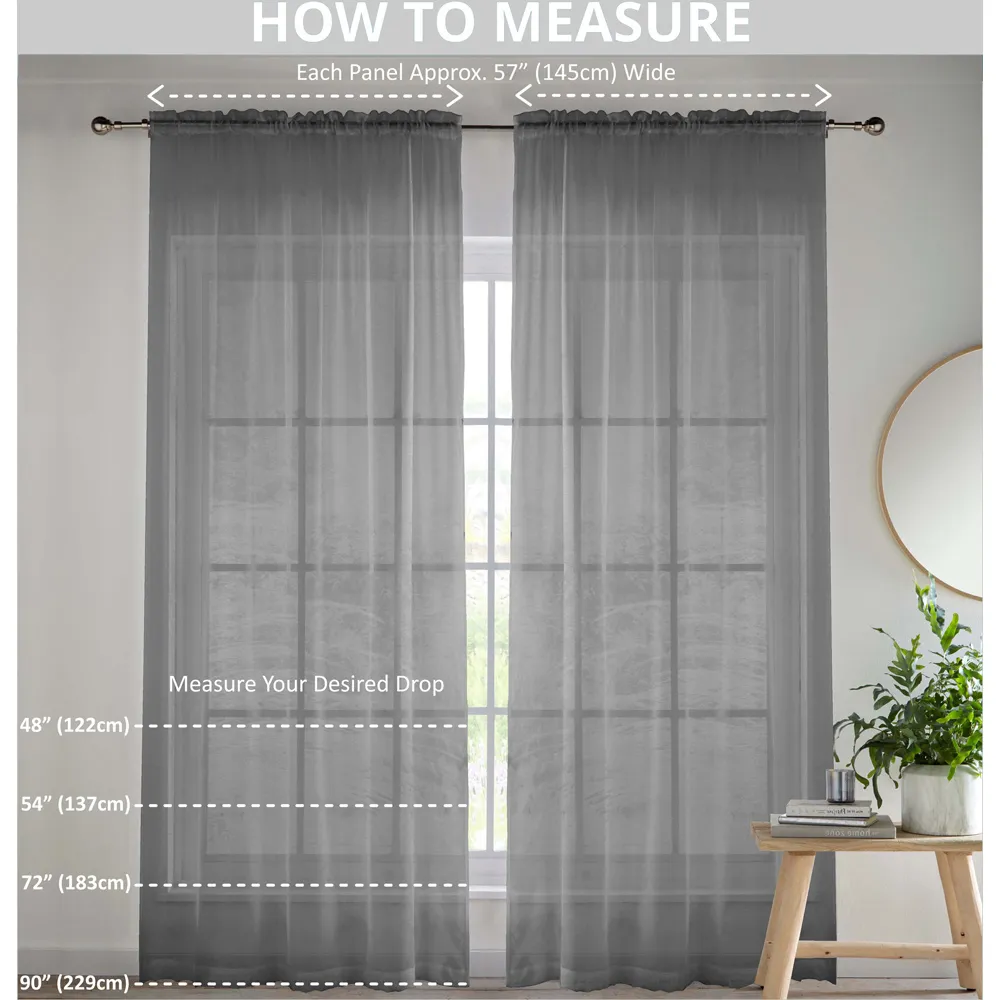 Oasis Embroidered Leaf Sheer Voile Panel - Grey