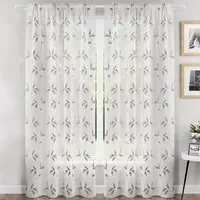 Oasis Embroidered Leaf Sheer Voile Panel - Grey