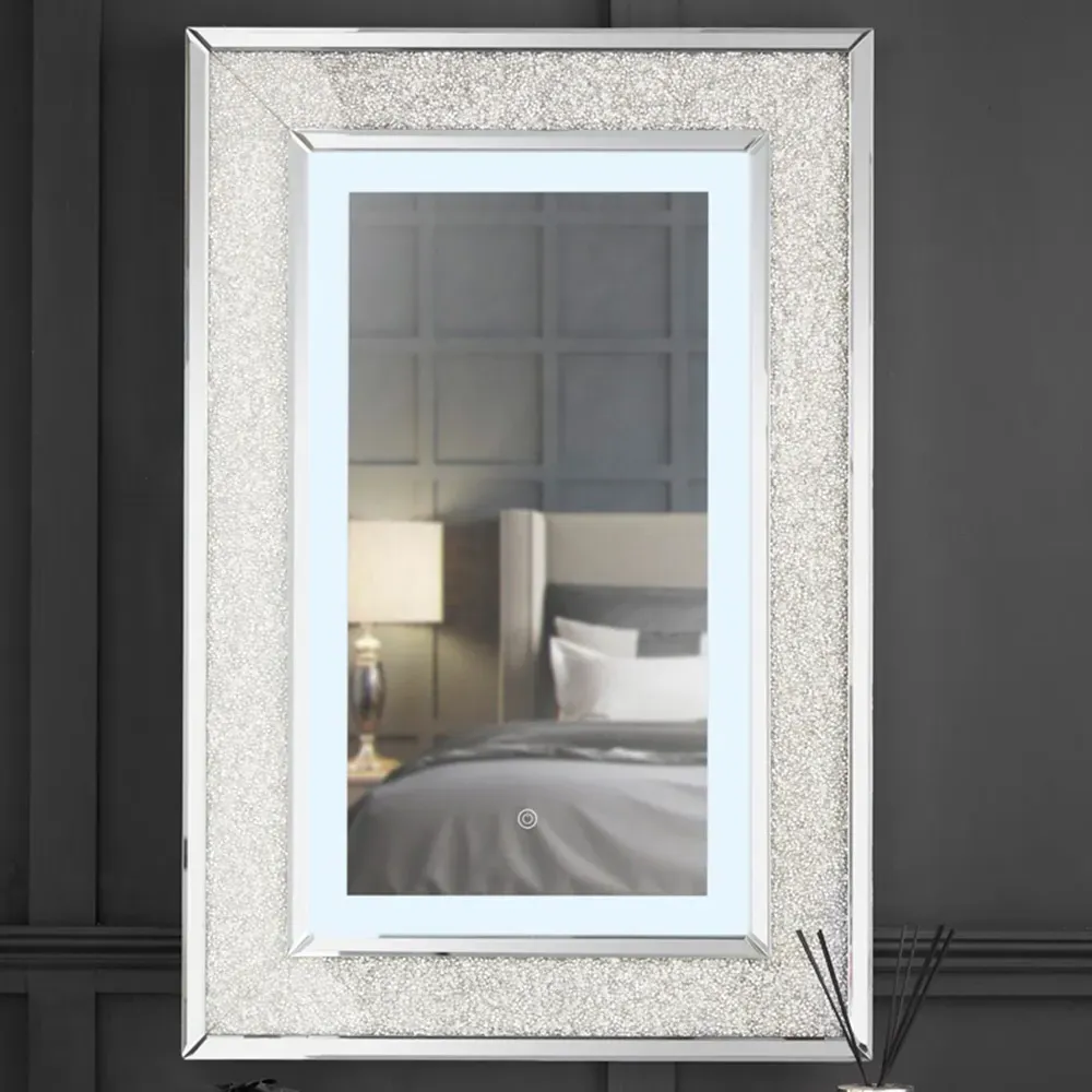CARME Home Rectangular LED Wall Mirror - Grey