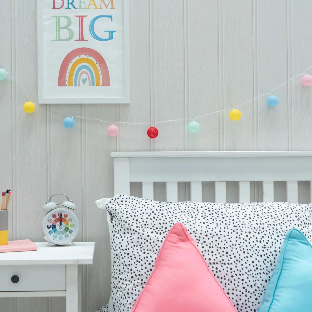 10 LED Cotton Ball String Lights - Multicolour