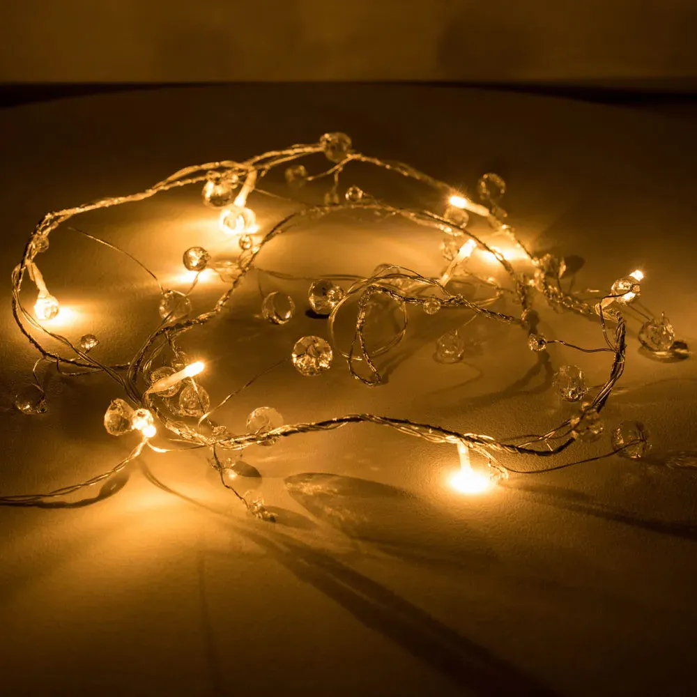 10 LED Diamond String Lights - White, Plastic