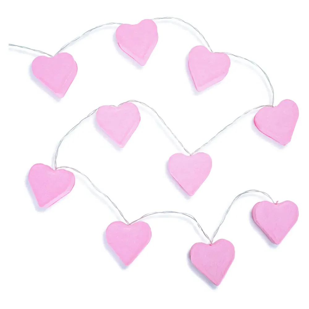 10 LED Paper Hearts Fairy String Lights - Pink
