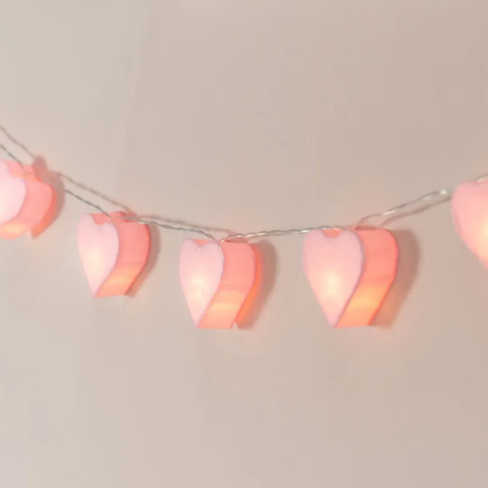 10 LED Paper Hearts Fairy String Lights - Pink