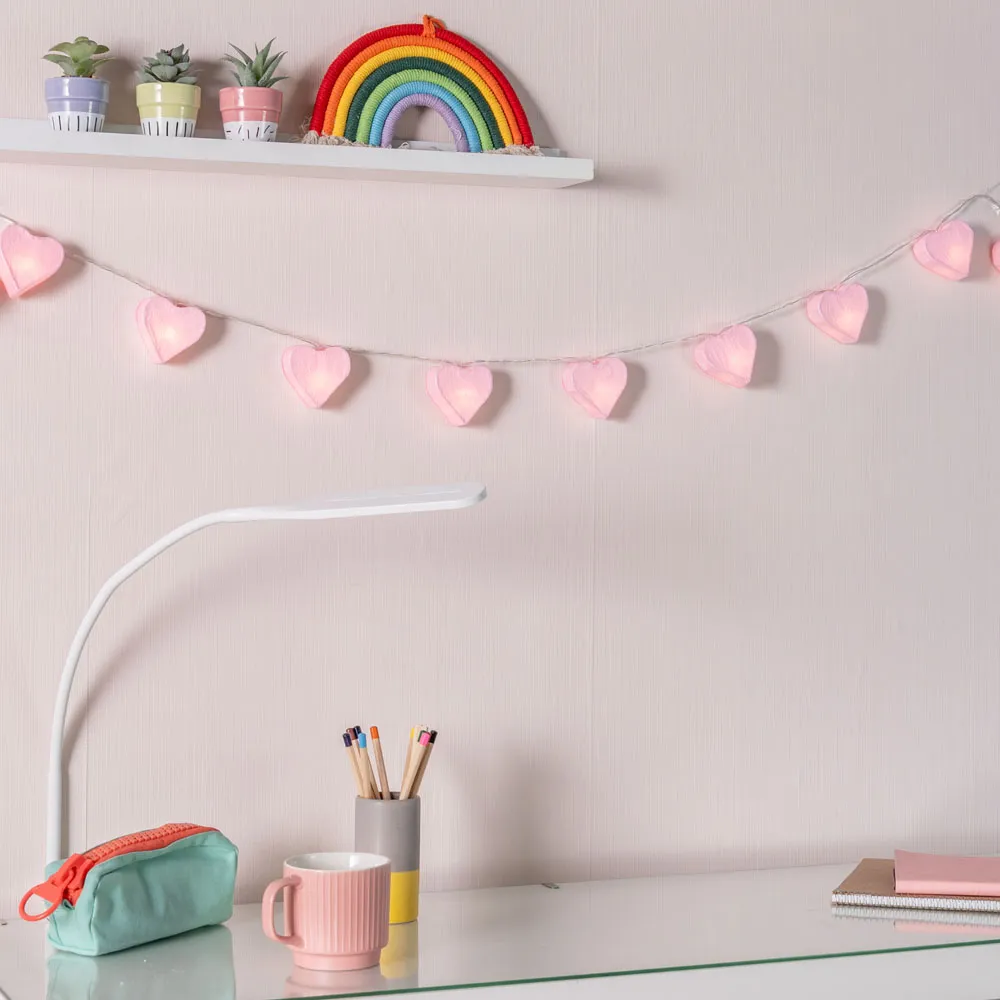 10 LED Paper Hearts Fairy String Lights - Pink