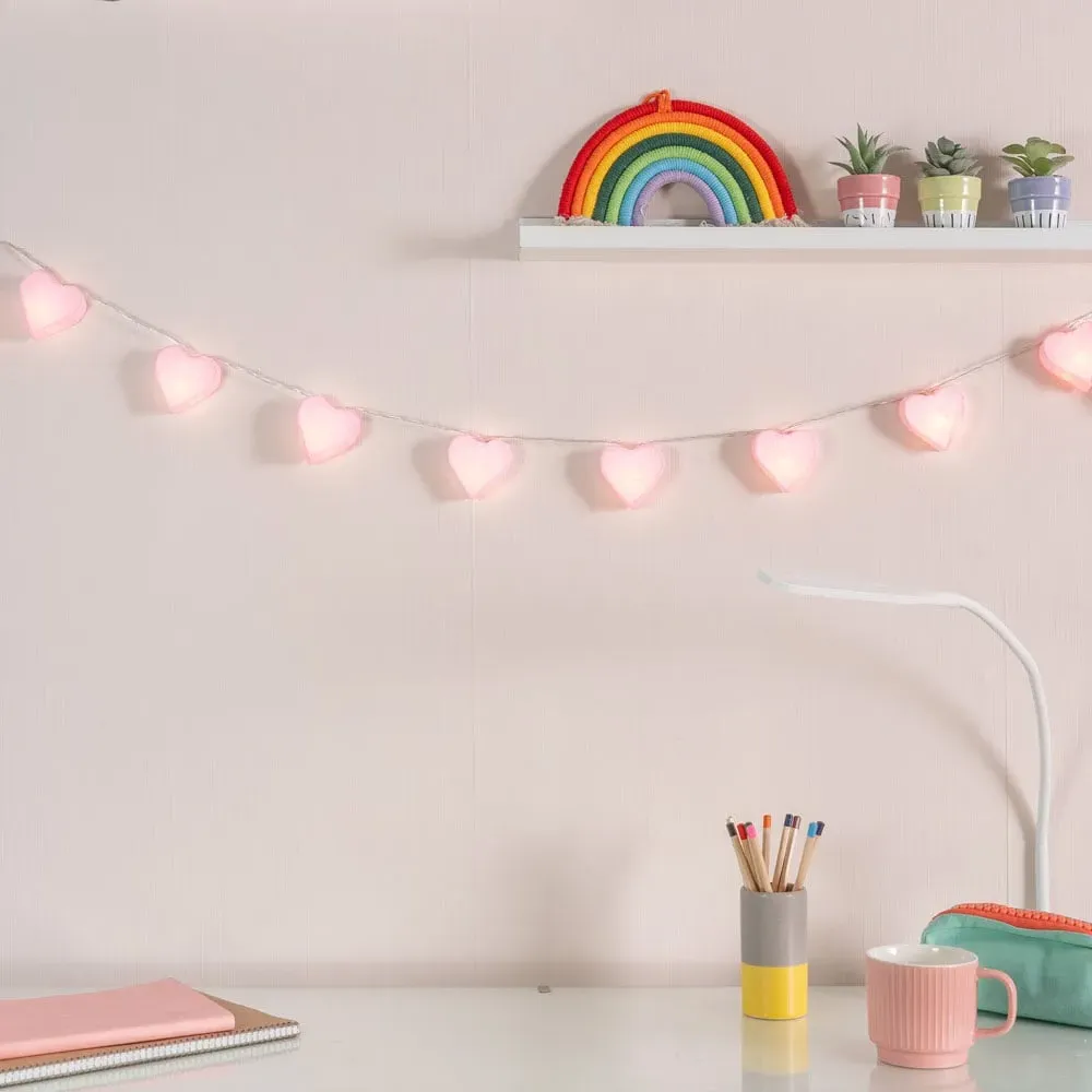 10 LED Paper Hearts Fairy String Lights - Pink