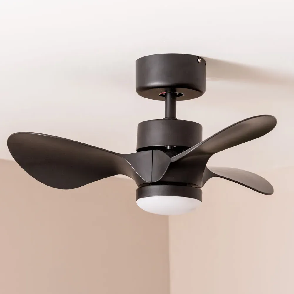 24 Inch Ceiling Fan with LED Light - Black