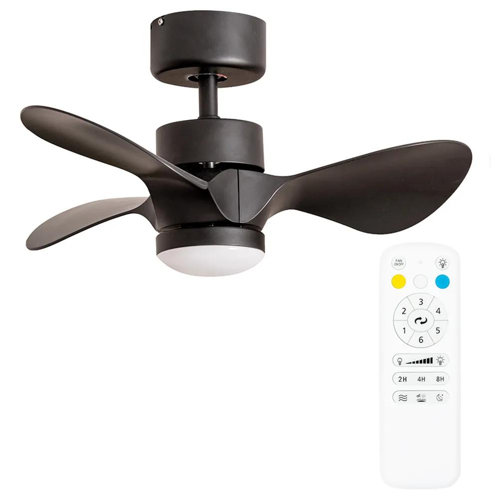 24 Inch Ceiling Fan with LED Light - Black image