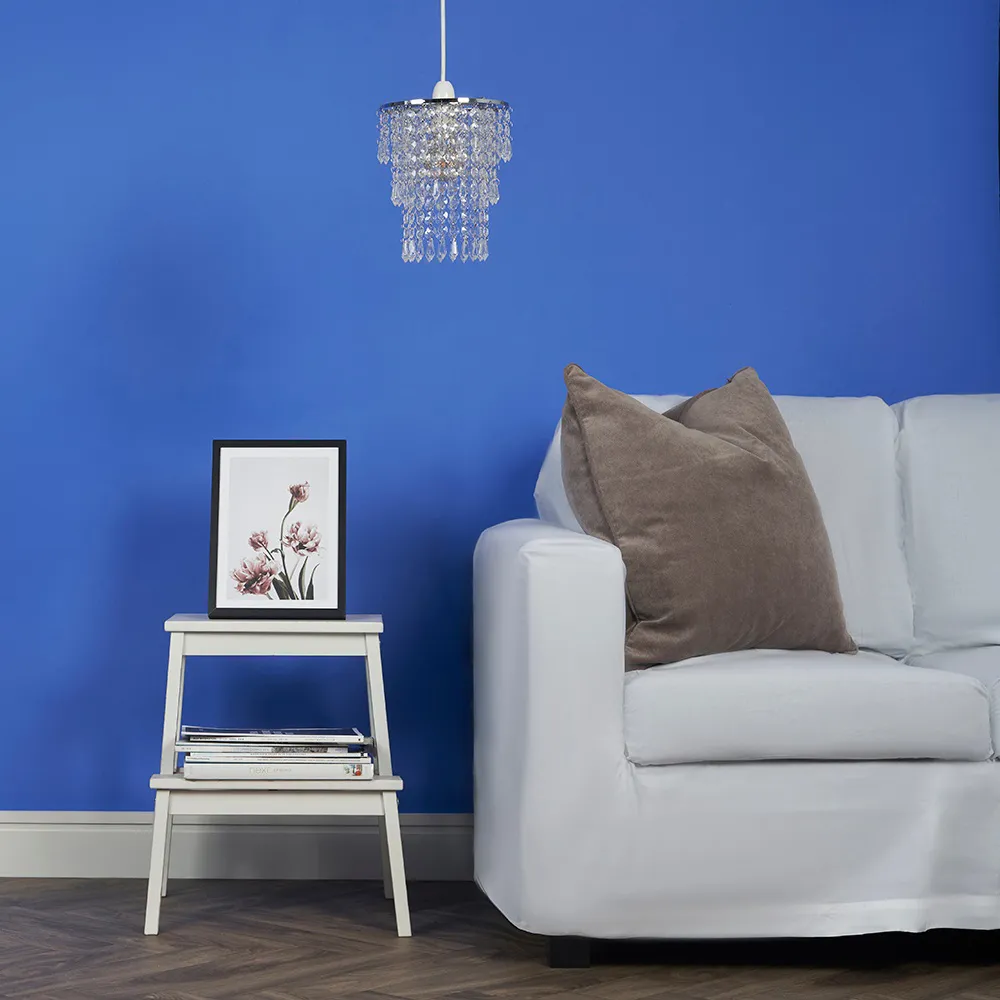 3 Tier Clear Acrylic Bead Droplet Ceiling Shade - Silver