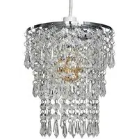3 Tier Clear Acrylic Bead Droplet Ceiling Shade - Silver