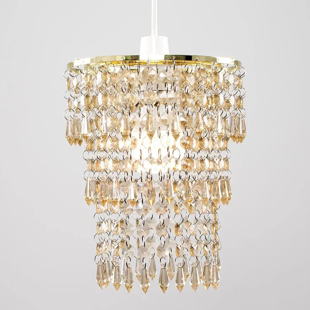 3 Tier Droplet Ceiling Lamp Shade - Gold, Acrylic