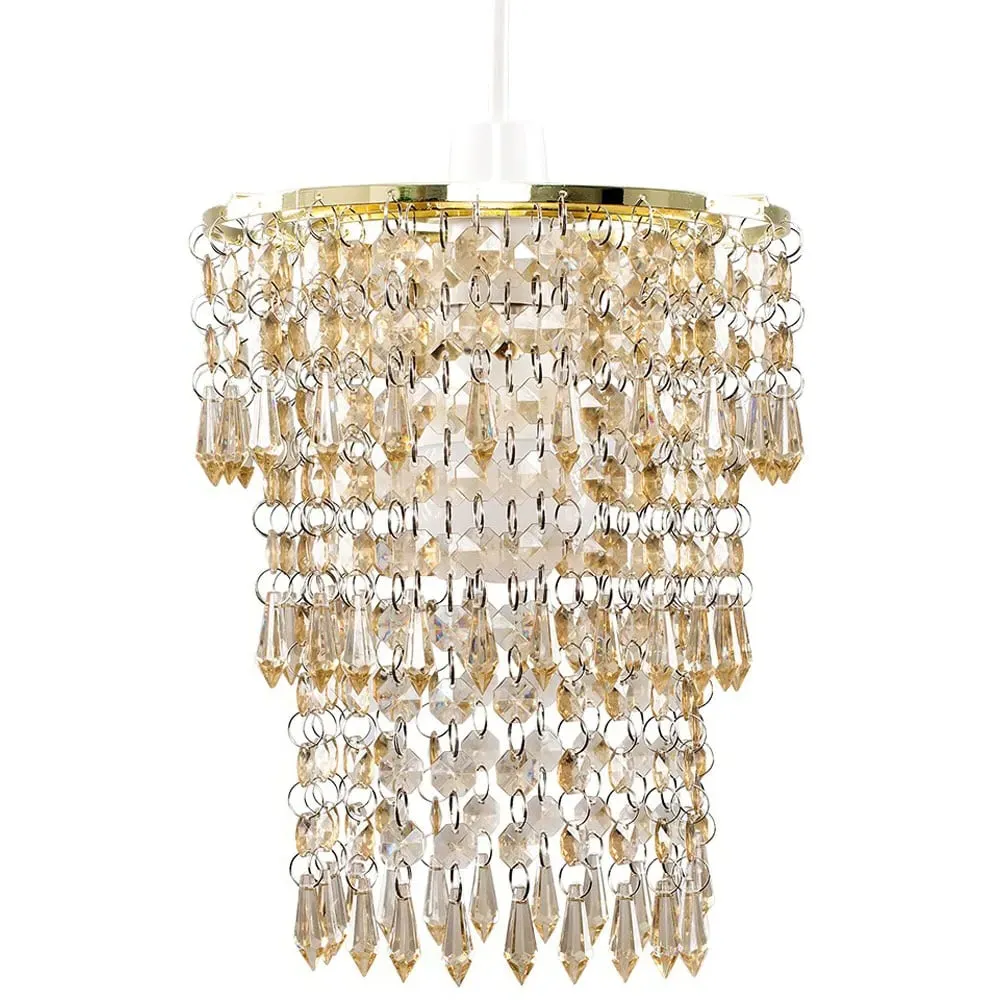 3 Tier Droplet Ceiling Lamp Shade - Gold, Acrylic image