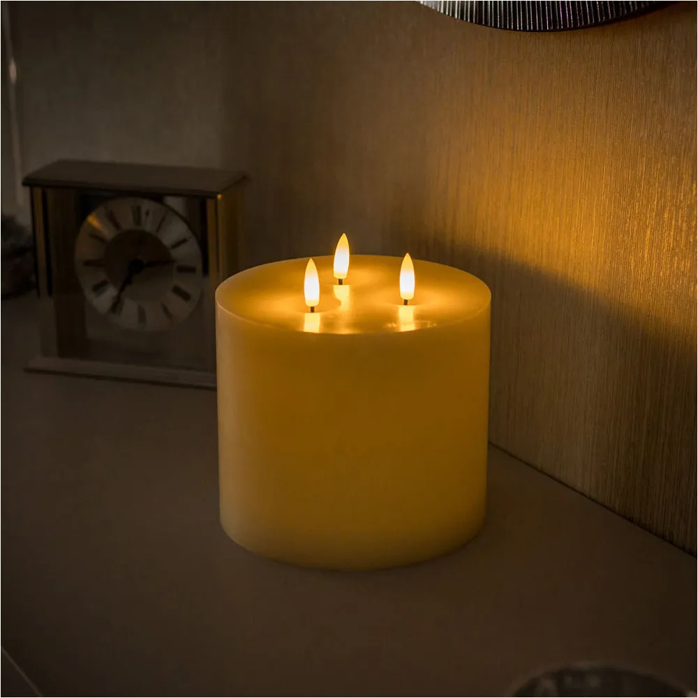 3 Wick Flickering LED Candle with Remote - White