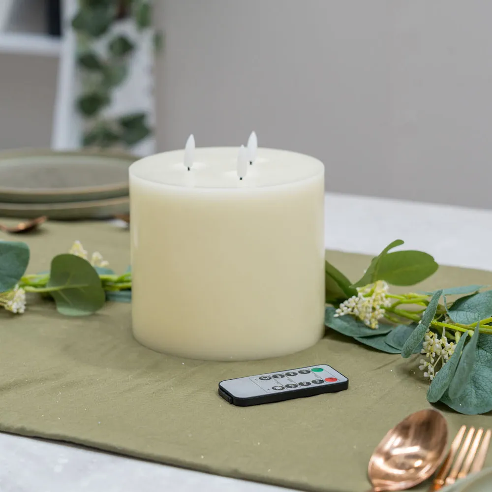 3 Wick Flickering LED Candle with Remote - White