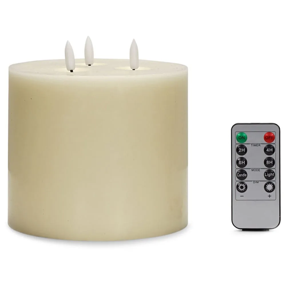 3 Wick Flickering LED Candle with Remote - White image
