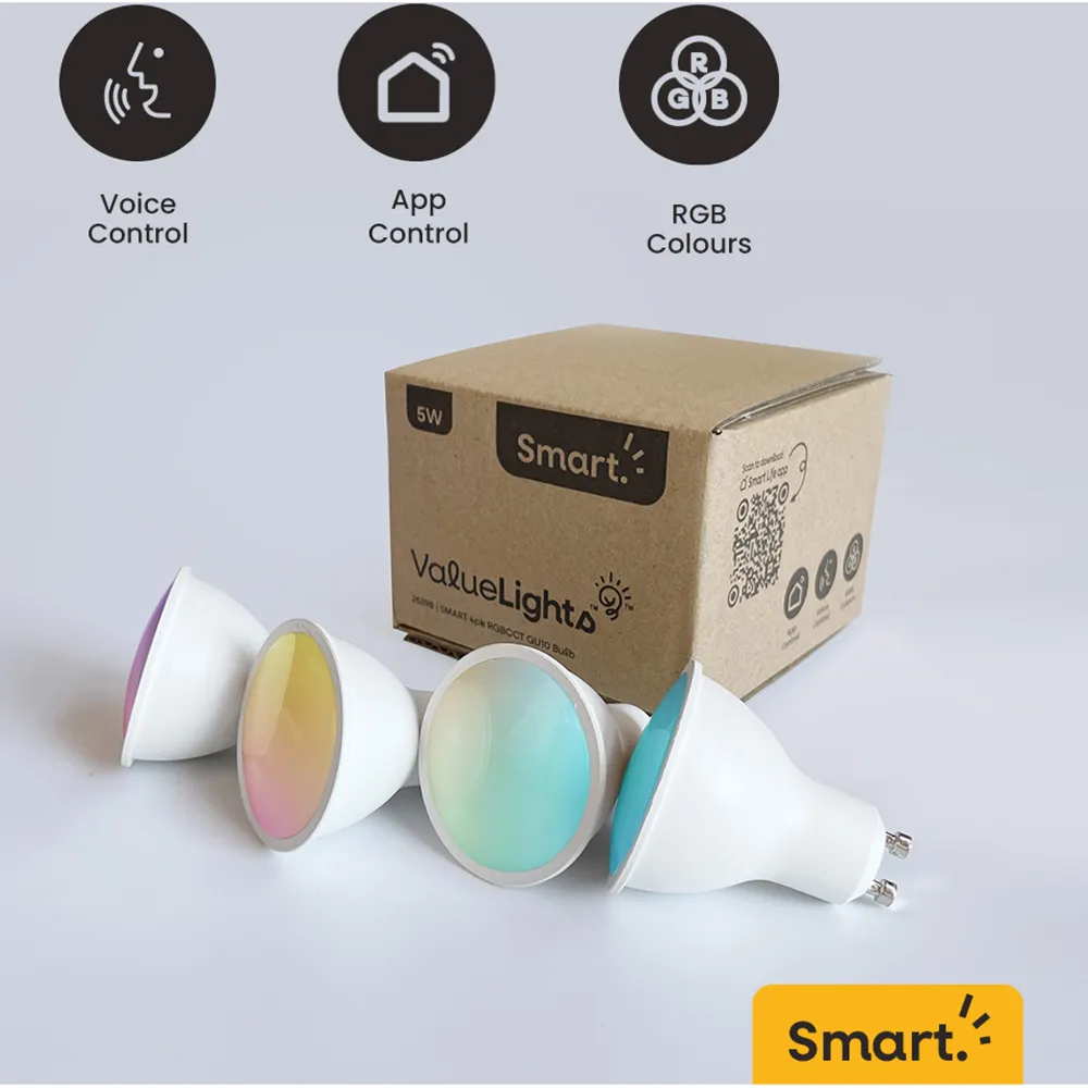 4 Pack GU10 App Control RGB Smart Light Bulb - White