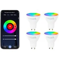 4 Pack GU10 App Control RGB Smart Light Bulb - White