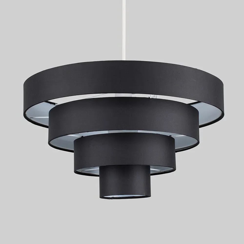 4 Tier Ceiling Pendant Lamp Shade - Black, Fabric