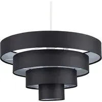 4 Tier Ceiling Pendant Lamp Shade - Black, Fabric