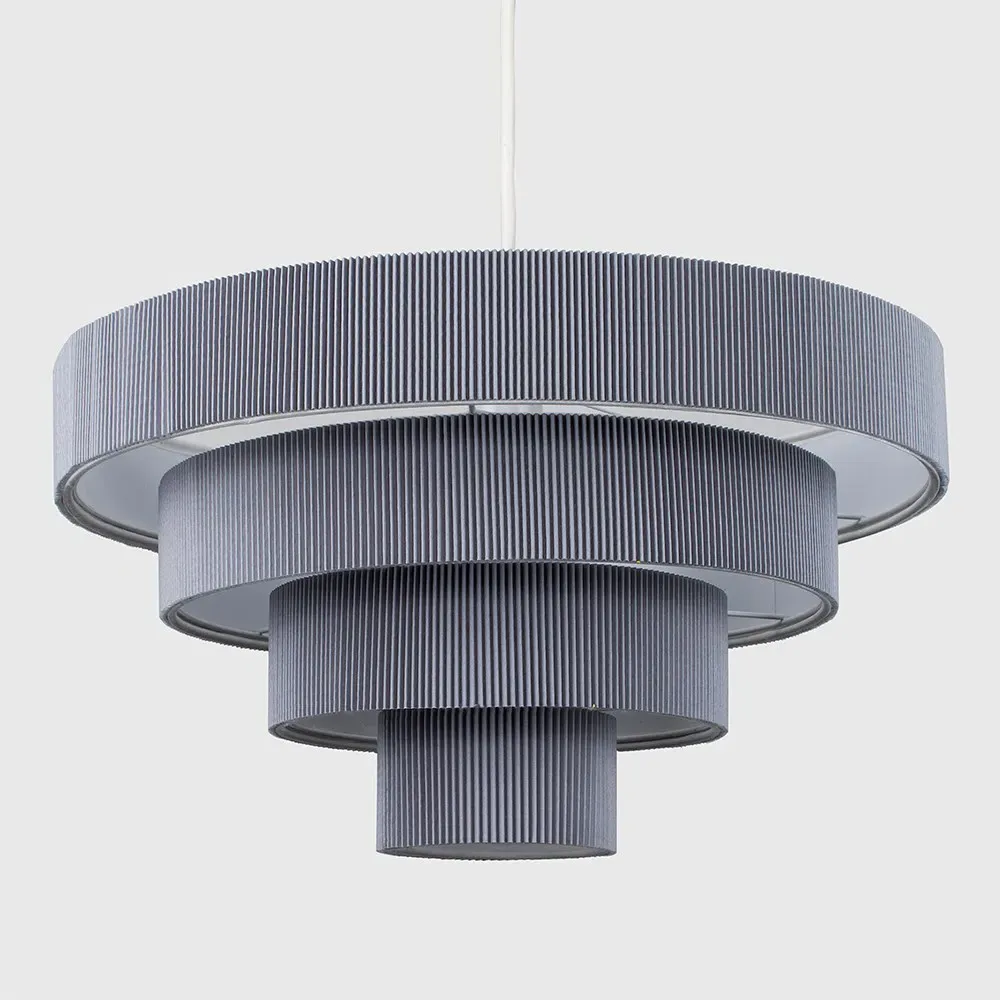 4 Tier Ceiling Pendant Lamp Shade - Grey, Fabric