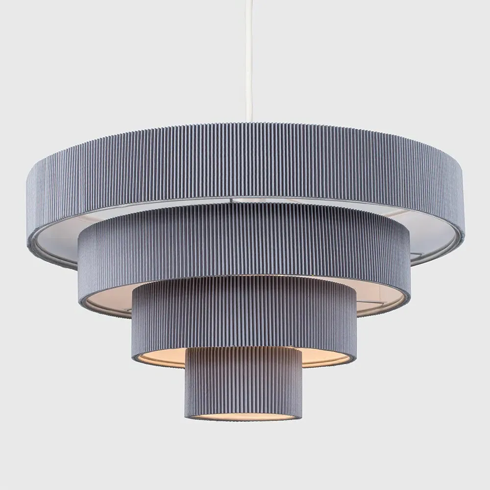 4 Tier Ceiling Pendant Lamp Shade - Grey, Fabric