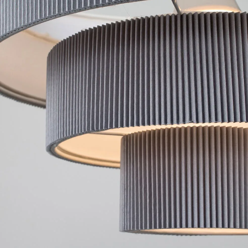 4 Tier Ceiling Pendant Lamp Shade - Grey, Fabric