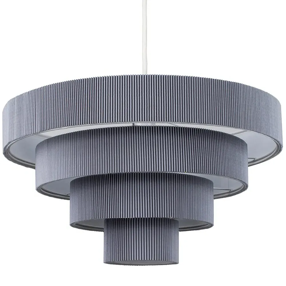 4 Tier Ceiling Pendant Lamp Shade - Grey, Fabric