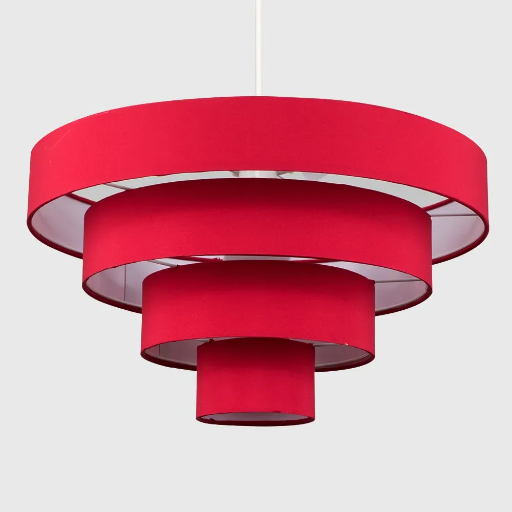 4 Tier Ceiling Pendant Lamp Shade - Red, Fabric