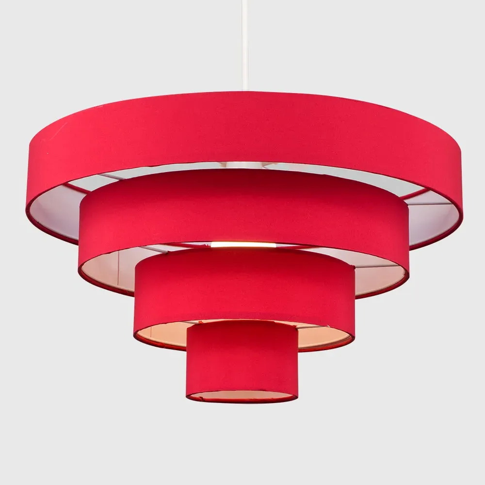4 Tier Ceiling Pendant Lamp Shade - Red, Fabric