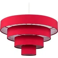4 Tier Ceiling Pendant Lamp Shade - Red, Fabric
