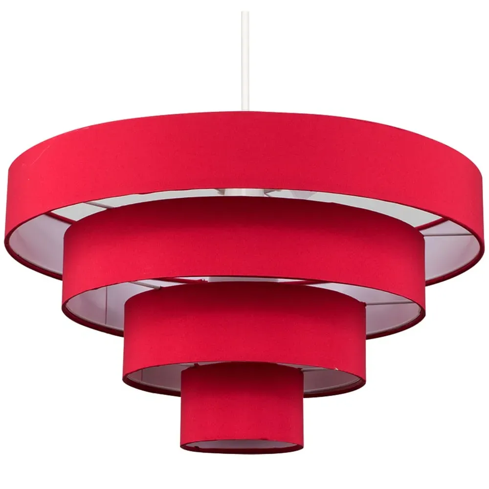 4 Tier Ceiling Pendant Lamp Shade - Red, Fabric