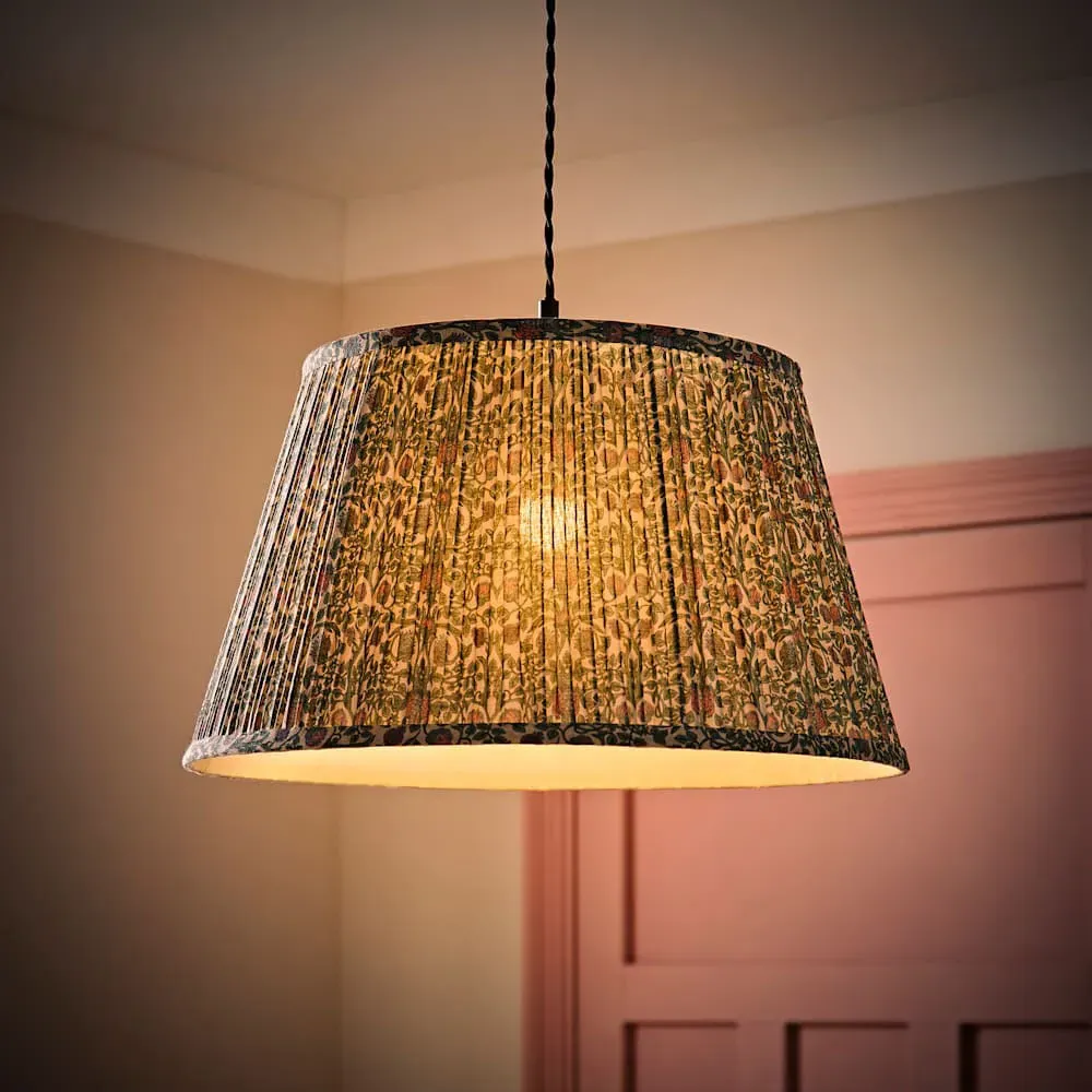 Abel Large Floral Pleated Lamp Shade - Green