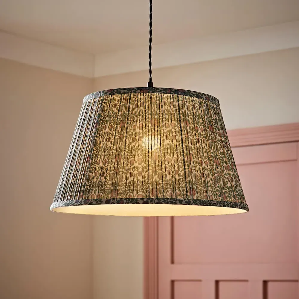 Abel Large Floral Pleated Lamp Shade - Green