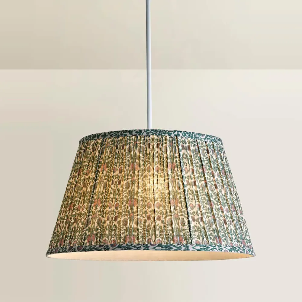 Abel Large Floral Pleated Lamp Shade - Green
