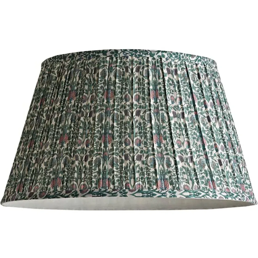 Abel Large Floral Pleated Lamp Shade - Green