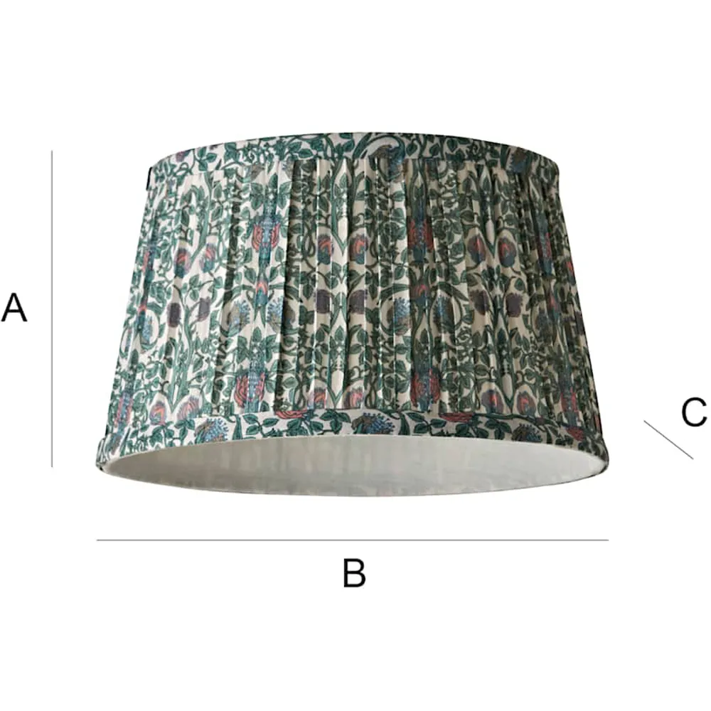 Abel Small Floral Pleated Lamp Shade - Green