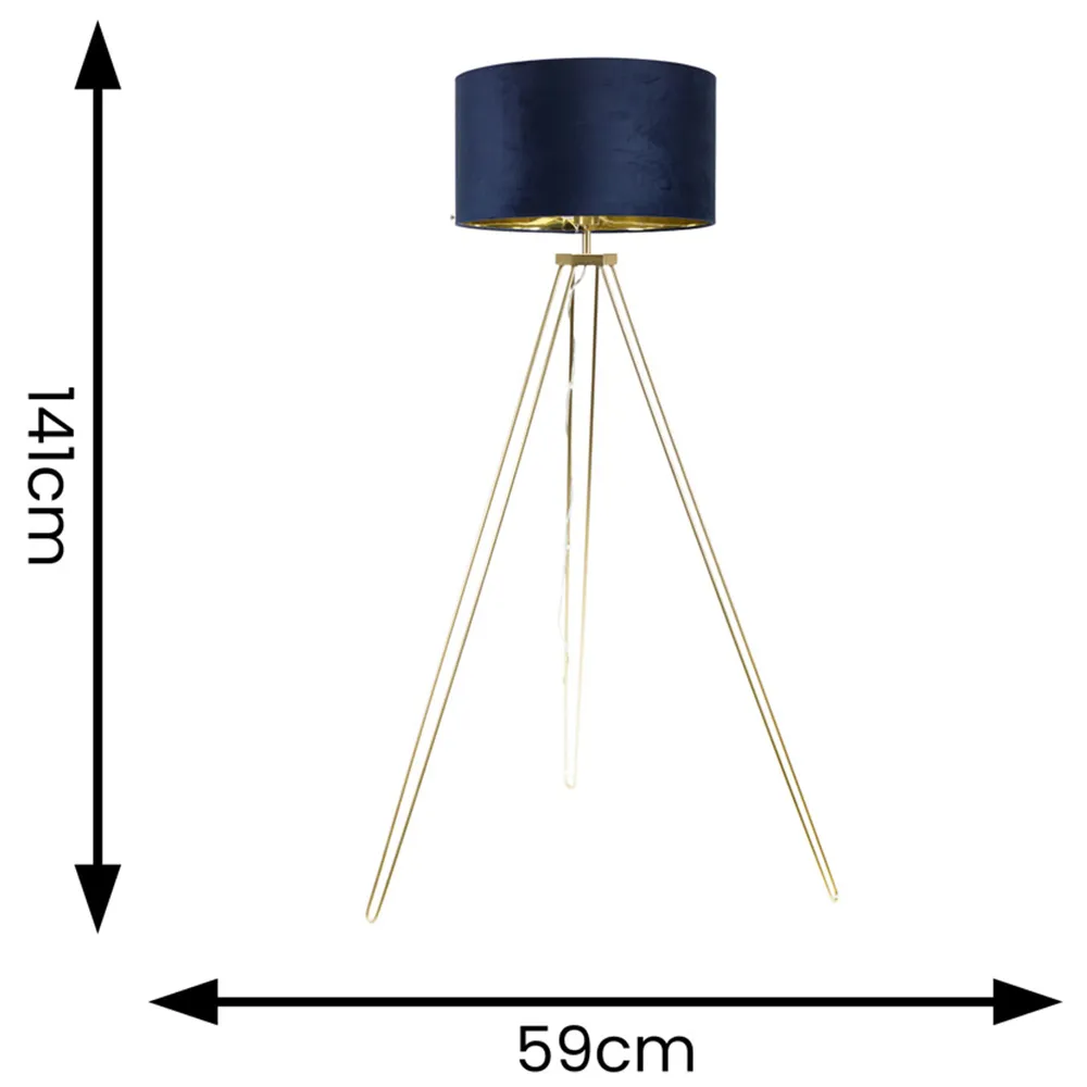 Aero Hairpin Tripod LED Floor Lamp - Gold, Velvet