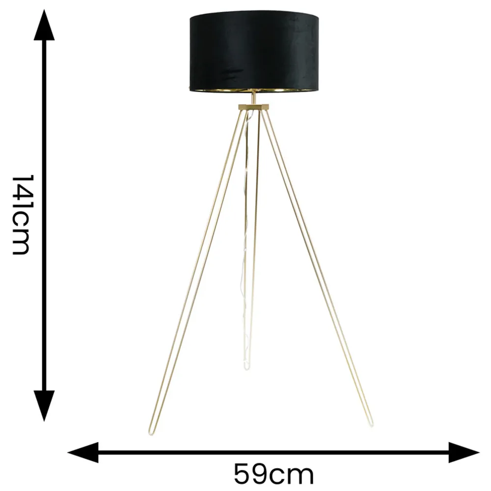 Aero Hairpin Tripod LED Floor Lamp - Gold, Velvet