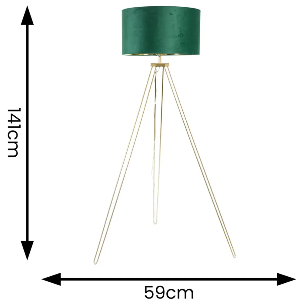 Aero Hairpin Tripod LED Floor Lamp - Gold, Velvet