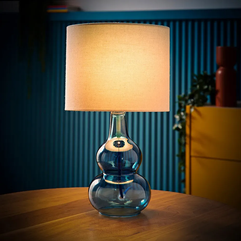 Aida Tall Table Lamp with LED - Blue, Linen